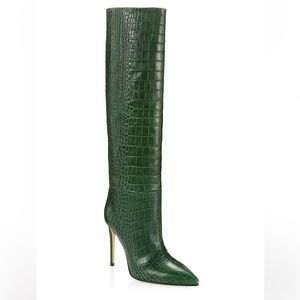Paris Texas Knee-High Croc-Embossed Leather Boots